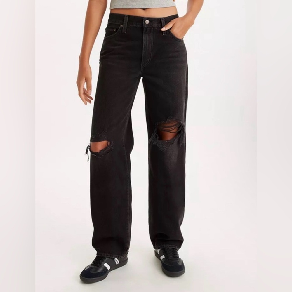 Levi’s Baggy Dad Distressed Black Jeans